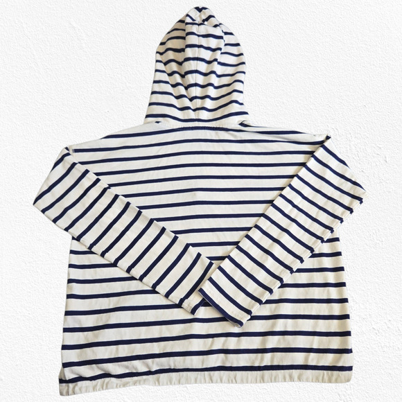 GAP Navy White Striped Hoodie V-Neck Pullover Nautical Style Sweatshirt Size XS - Picture 11 of 11